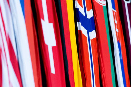 The flags of Switzerland, Germany and Norway