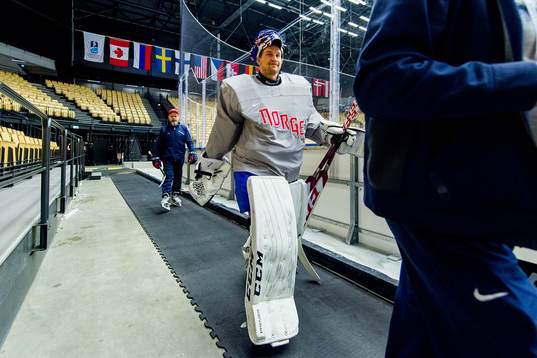 Goaltender Henrik Haukeland of Norway