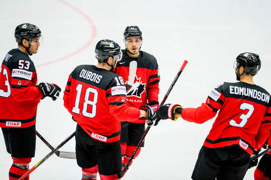 Bo Horvat, Pierre-Luc Dubois, Jean-Gabriel Pageau and Joel