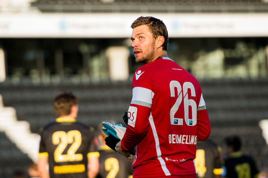 Goalkeeper Jonas Deumeland of Start looks dejected