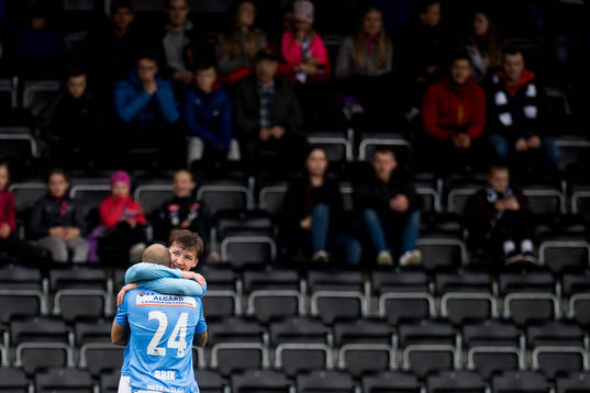 Kristian Brix and Axel Kryger of Sandnes Ulf celebrate