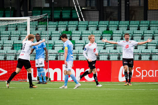 Niels Vorthoren of Sandnes Ulf looks dejected while Eirik
