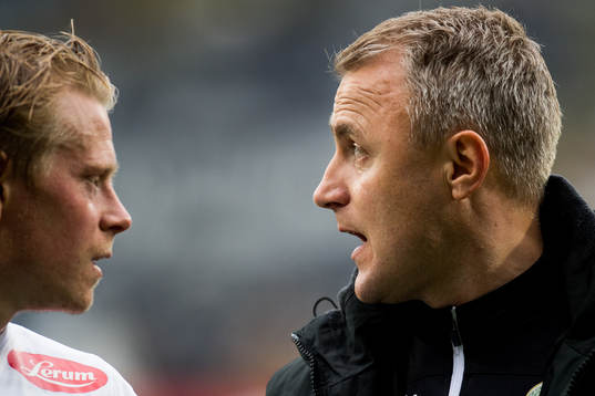 Eirik Schulze of Sogndal and Bengt Sæternes, head coach of