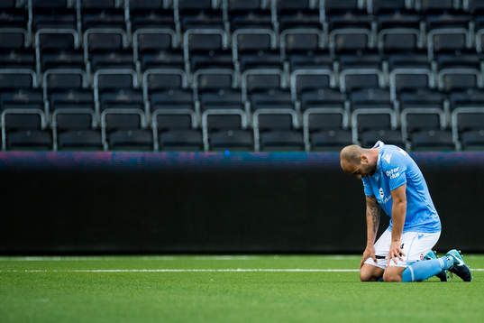Kristian Brix of Sandnes Ulf looks dejected