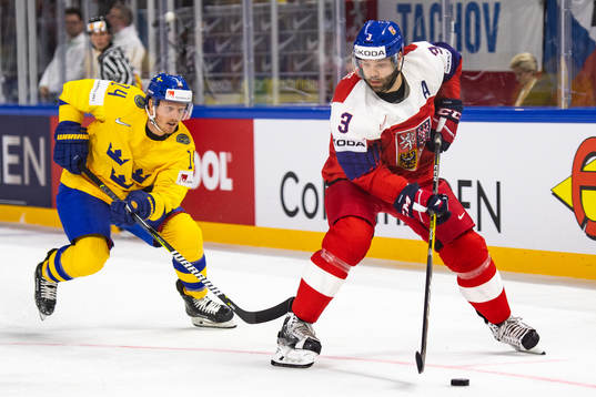 Sveriges Gustav Nyquist jagar Tjeckiens Radko Gudas