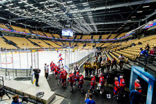 General view of Jyske Bank Boxen as players of Norway enter