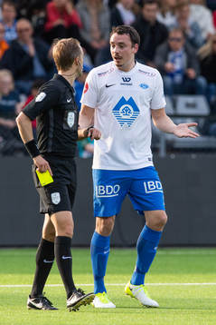 Vegard Forren of Molde reacts against the referee