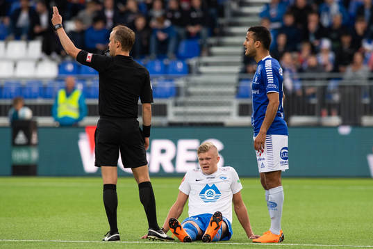 Erling Braut Haaland of Molde sits down