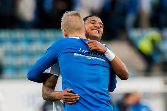 Erling Braut Haaland and Ruben Gabrielsen of Molde celebrate