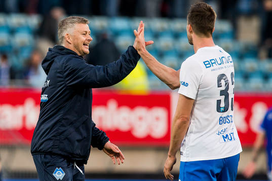 Ole Gunnar Solskjær, manager of Molde, and Fredrik Brustad