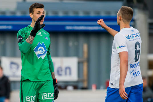 Goalkeeper Andreas Linde and Stian Gregersen of Molde