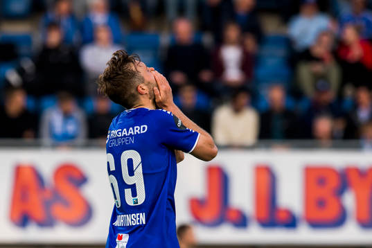 Patrick Mortensen of Sarpsborg 08 looks dejected