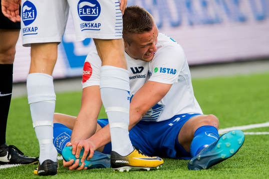 Stian Gregersen of Molde with an injury
