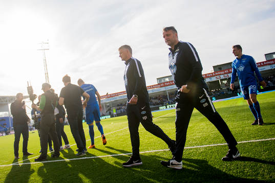 Ole Gunnar Solskjær, manager of Molde, and Erling Moe,
