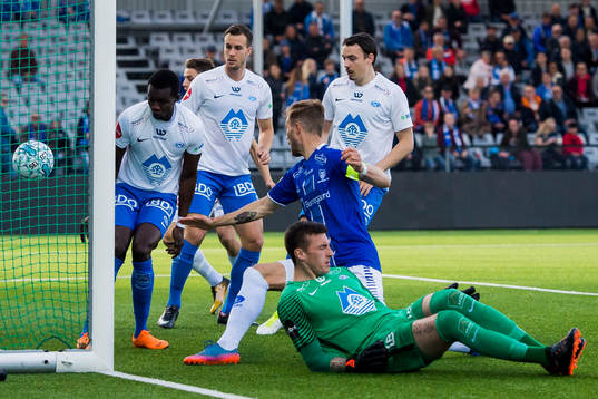 Mikkel Agger of Sarpsborg 08 (not pictured) scores 1-0