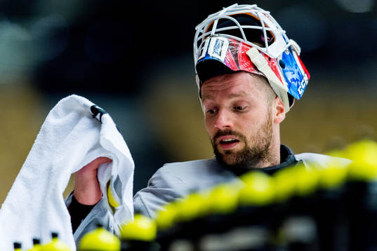 Goaltender Lars Haugen of Norway