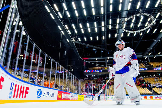 Goaltender Henrik Haukeland of Norway