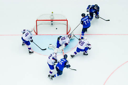 Markus Nutivaara of Finland scores 5-0 past Johannes