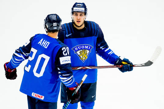 Sebastian Aho and Teuvo Teravainen of Finland