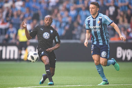 Malmö FFs Fouad Bachirou och Djurgårdens Kerim Mrabti