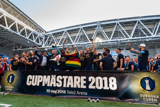 Djurgårdens spelare jublar vid prisutdelningen