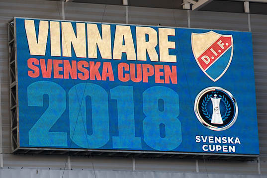 LED-skärmen presenterar Djurgården som vinnare av Svenska