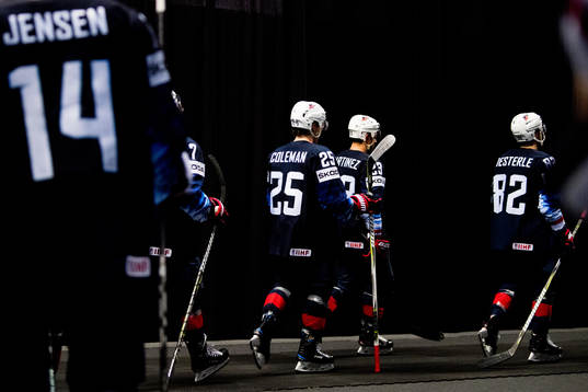 Nick Jensen, Blake Coleman, Alec Martinez and Jordan