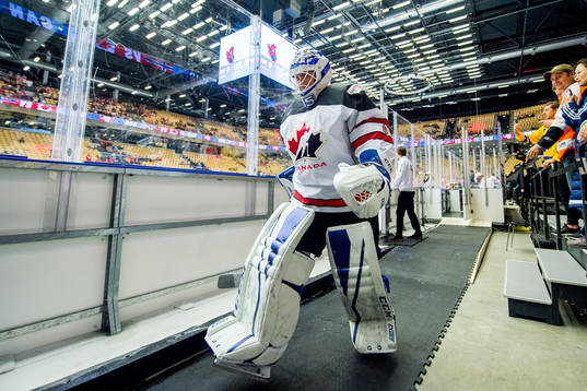 Goaltender Curtis McElhinney of Canada