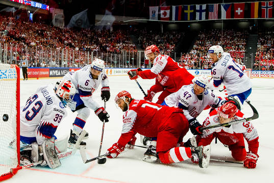 Goaltender Henrik Haukeland of Norway, Jonas Holøs of