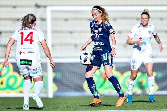 Linköpings Kosovare Asllani och Rosengårds Hanna Folkesson
