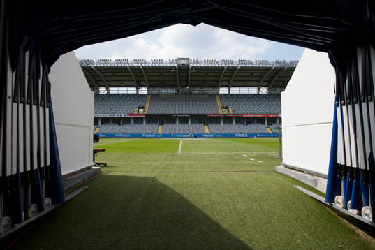 Arena Gamla Ullevi sett från spelargången innan