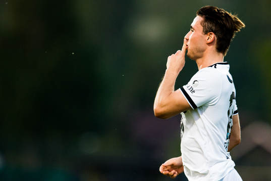 Anders Trondsen of Rosenborg celebrates the 0-1 goal