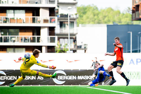 Torbjørn Agdestein of Aalesund scores the 1-3 goal