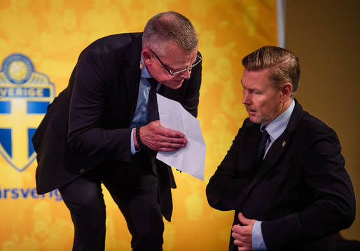 Sveriges förbundskapten Janne Andersson och assisterande