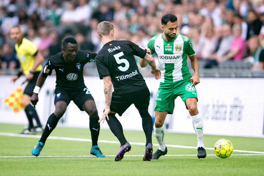 Malmö FFs Bonke Innocent och Sören Rieks mot Hammarbys