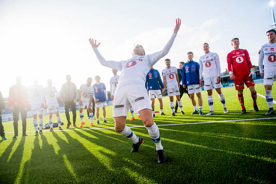 Kristoffer Løkberg of Ranheim celebrates in front of his