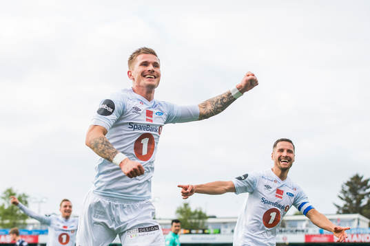 Erik Tønne of Ranheim celebrates