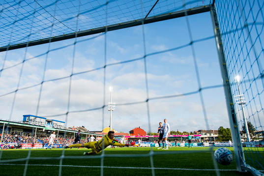 Aslak Fonn Witry of Ranheim scores 0-3 behind goalkeeper