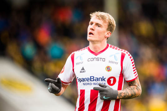 Runar Espejord of Tromsø celebrates the 0-1 goal