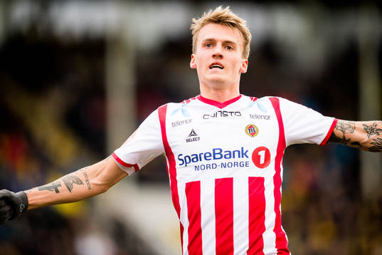 Runar Espejord of Tromsø celebrates the 0-1 goal