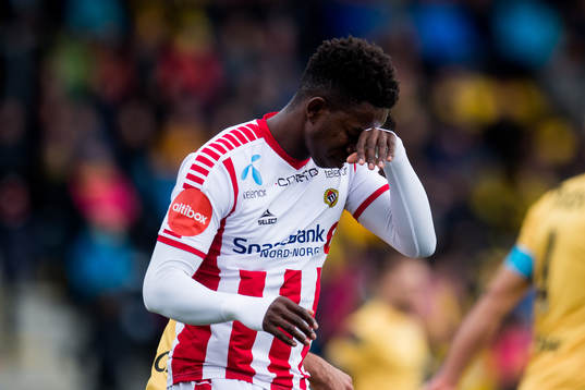 Mushaga Bakenga of Tromsø looks dejected