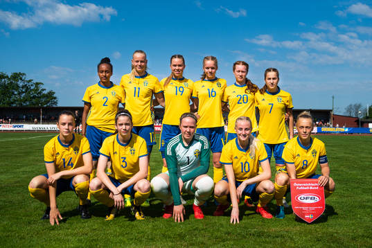 Sveriges startelva (övre raden från vänster) Arsema