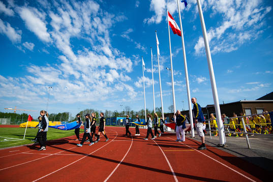 Sveriges spelare går in på plan