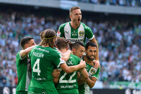Hammarbys spelare jublar