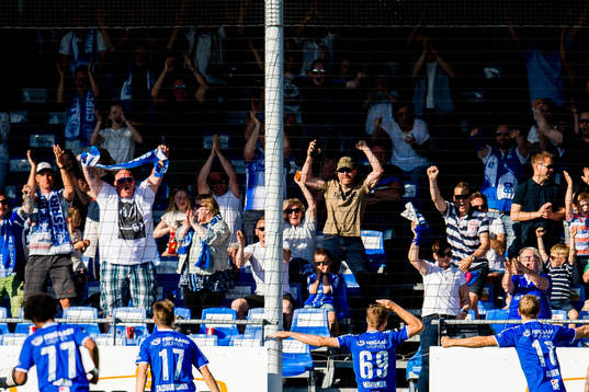 Patrick Mortensen of Sarpsborg 08 celebrates scoring 1-0