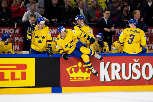 Sveriges Mattias Janmark, Rickard Rakell och Adrian Kempe
