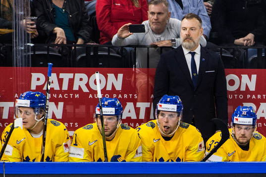 Sveriges förbundskapten Rikard Grönborg och spelare