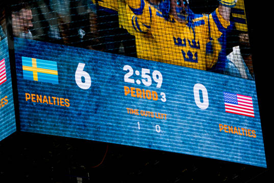 Jumbotronen visar slutresultatet 6-0