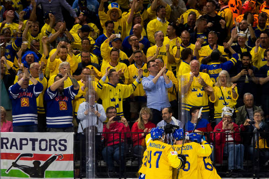 Sveriges spelare jublar