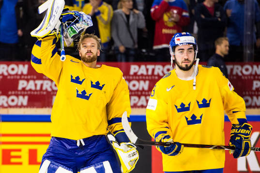 Sveriges målvakt Anders Nilsson och Mika Zibanejad